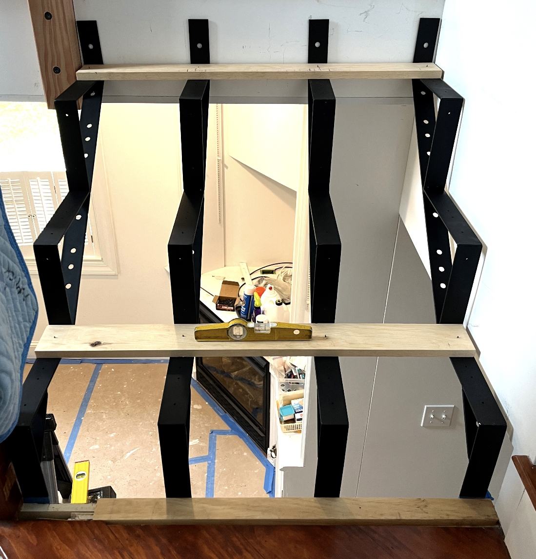 Custom black steel frame fitted inside a property